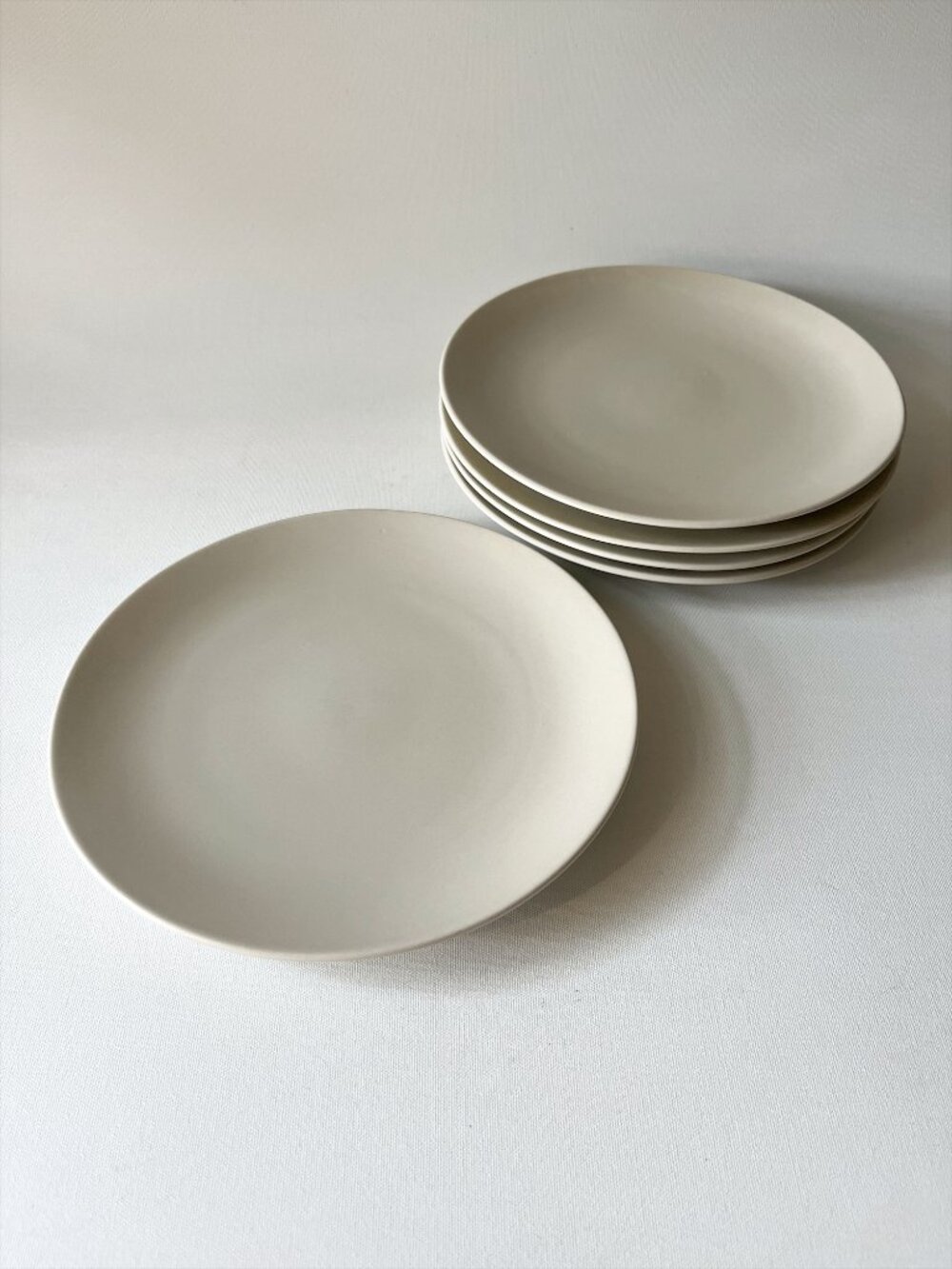 SET 5 IKEA Salad Plates Stoneware Light Sand Color 10866 Matte Finish 7 7/8"